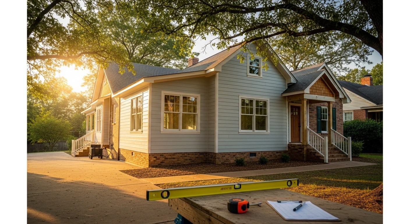 General contractor team working on residential home construction project