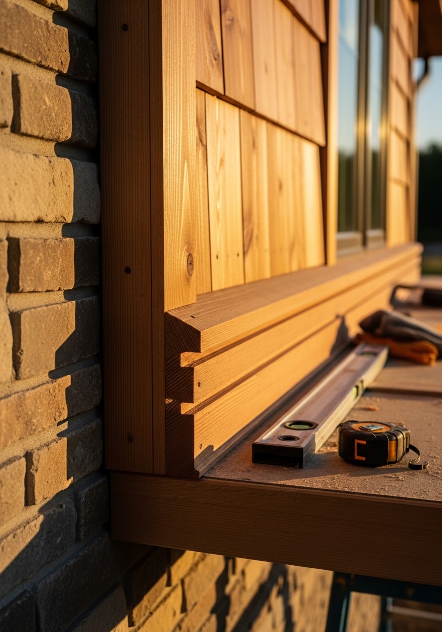 Close-up of professional workmanship on a Rogers residential property detail, showing quality craftsmanship.